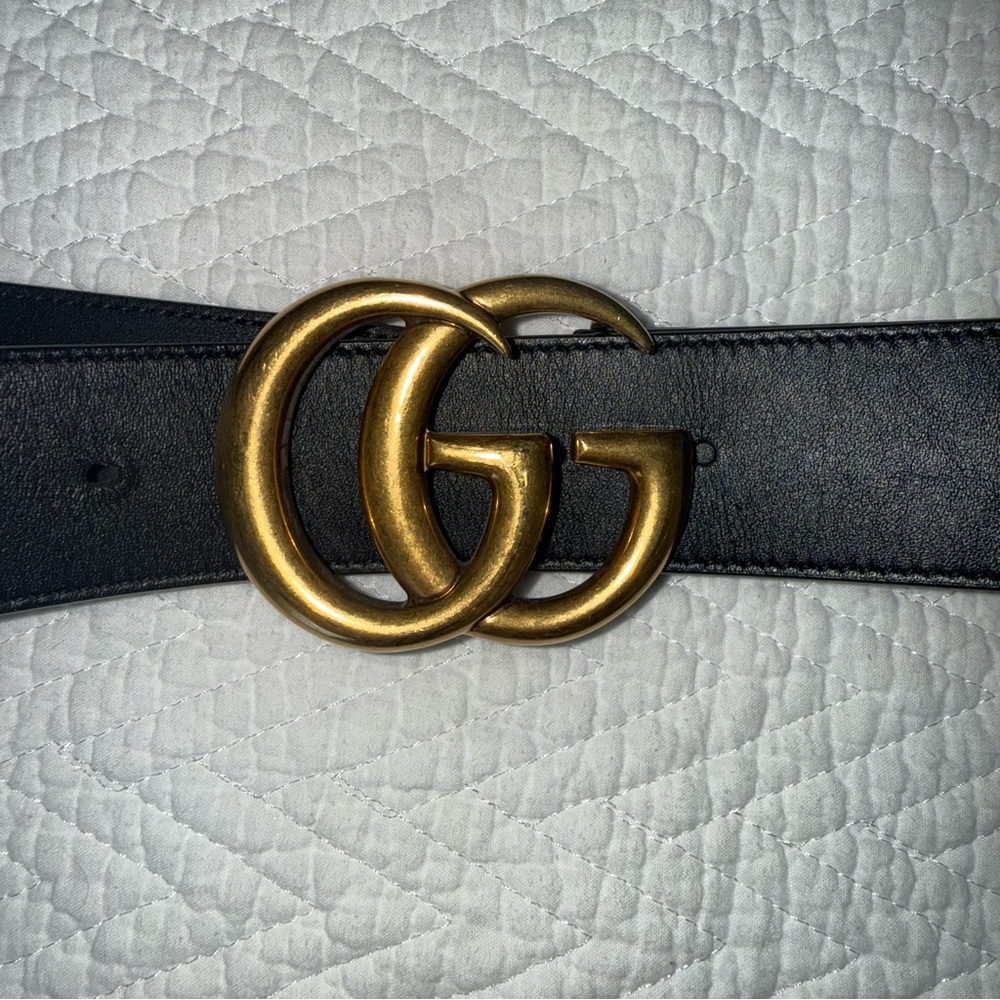 Gucci Marmont Belt with Gold Double G Buckle | 100% Authentic EUC Sz 8-12 - Picture 6 of 11